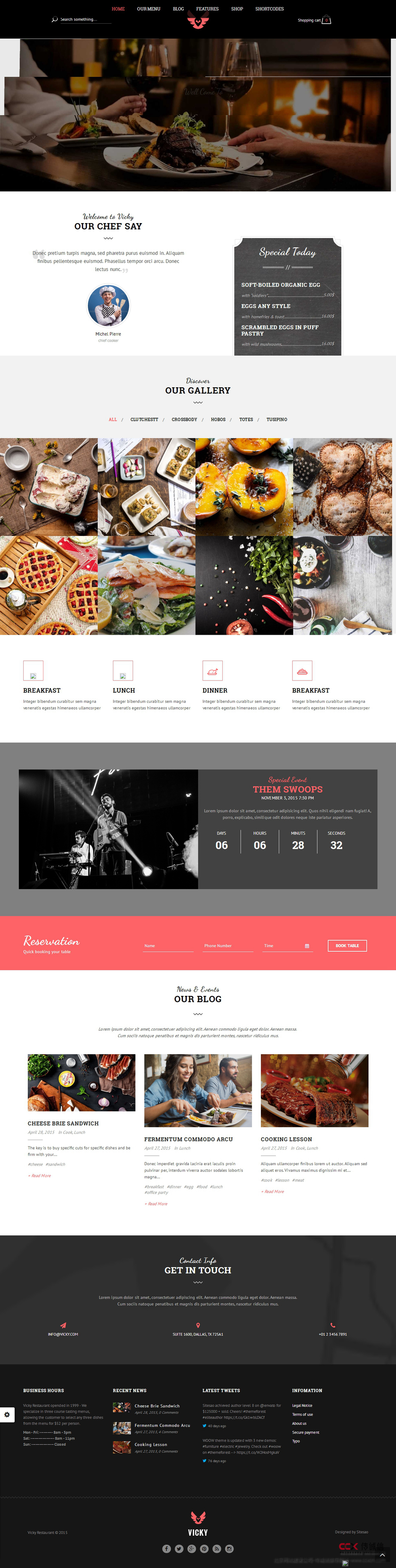 Vicky Restaurant 美食网站模板